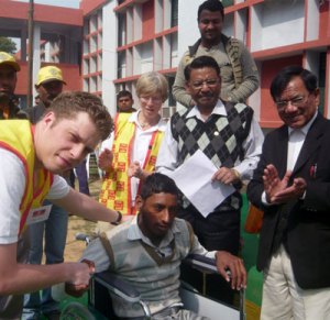 Delivering wheelchairs in India