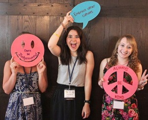 Youth Exchange and Interactors use words that encourage peace during a district conference activity.