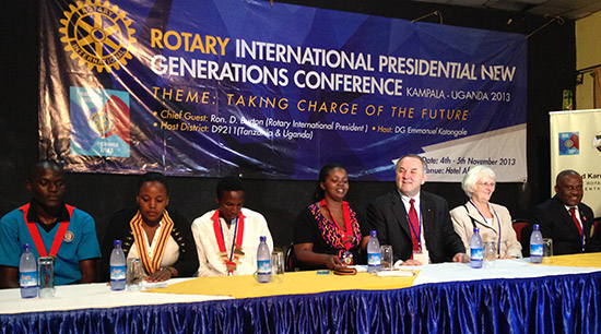 RI President Ron Burton and his wife, Jetta, (second and third from right) at the Presidential New Generations Conference in Uganda.