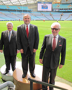 Convention Committee Chair Mark Maloney, RI President Ron Burton, and Committee Vice-Chair Barry Matheson at ANZ stadium.