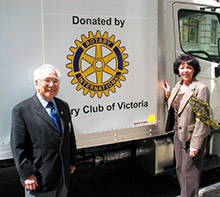 Rotary members in Victoria, British Columbia, Canada, celebrated their centennial by financing a truck lease for the local food bank.