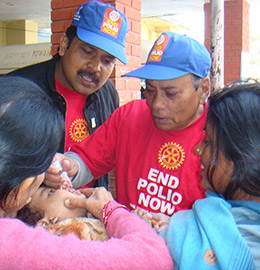 A child is immunized against polio in Nepal.