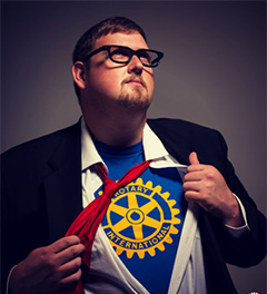 Evan Burrell reveals his “superhero” Rotary identity.