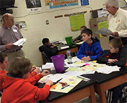 Rotarian Bill Grazio and District 7750 Past District Governor Bruce Baker provide students with practical information about preparing for the working world during a recent Junior Achievement program.