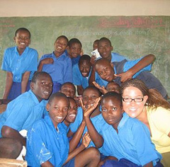Lindsey Griswold and her students at the Gede Special School in Kenya.